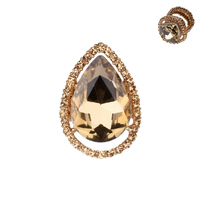CRYSTAL RHINESTONE TEARDROP HALO STRETCH RING