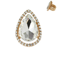 CRYSTAL RHINESTONE TEARDROP HALO STRETCH RING