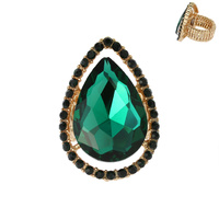 CRYSTAL RHINESTONE TEARDROP HALO STRETCH RING