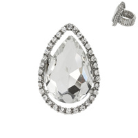 CRYSTAL RHINESTONE TEARDROP HALO STRETCH RING