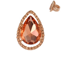 CRYSTAL RHINESTONE TEARDROP HALO STRETCH RING