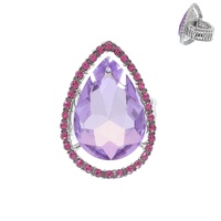 CRYSTAL RHINESTONE TEARDROP HALO STRETCH RING