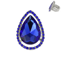 CRYSTAL RHINESTONE TEARDROP HALO STRETCH RING