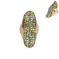 Stone Encrusted Long Knuckle Stretch Ring Rq2Gcl