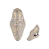 Stone Encrusted Long Knuckle Stretch Ring Rq2Gcl