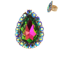 BEAUTIFUL TEARDROP GEM STRETCH RING WITH STONED EDGES
