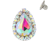 MULTI-CUT CRYSTAL TEARDROP RING