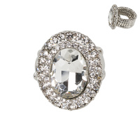 CRYSTAL RHINESTONE HALO STRETCH RING
