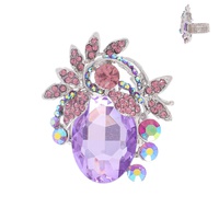 OVAL LAUREL LEAF CRYSTAL CLUSTER COCKTAIL RING