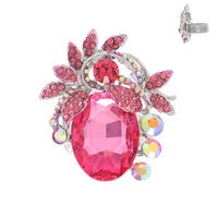 OVAL LAUREL LEAF CRYSTAL CLUSTER COCKTAIL RING