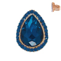 CRYSTAL RHINESTONE TEARDROP HALO STRETCH RING