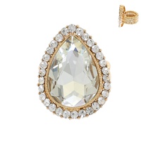CRYSTAL RHINESTONE TEARDROP HALO STRETCH RING