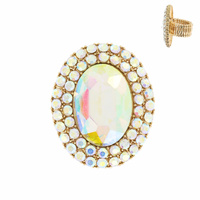 Oval Gem With Double Stone Line Stretch Ring Rq49Gab