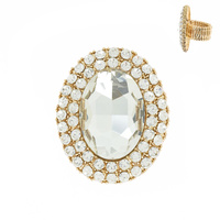 Oval Gem With Double Stone Line Stretch Ring Rq49Gab