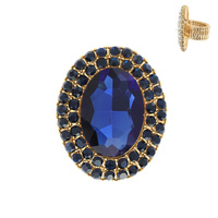 Oval Gem With Double Stone Line Stretch Ring Rq49Gab