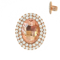 Oval Gem With Double Stone Line Stretch Ring Rq49Gab