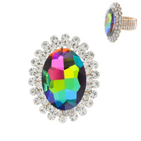 OVAL RHINESTONE STRETCH RING
