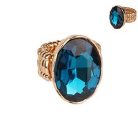 Large Oval Gem Metal Stretch Ring