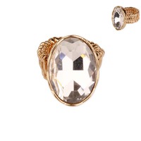 Large Oval Gem Metal Stretch Ring