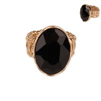 Large Oval Gem Metal Stretch Ring