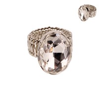 Large Oval Gem Metal Stretch Ring Rq59Rcl