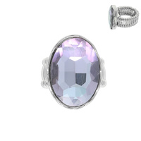 LARGE OVAL GEM METAL STRETCH RING