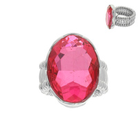 LARGE OVAL GEM METAL STRETCH RING