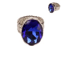 Large Oval Gem Metal Stretch Ring