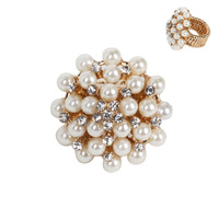 VINTAGE CRYSTAL & PEARL STATEMENT STRETCH RING