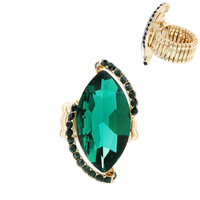 CRYSTAL MARQUISE CUT RHINESTONE TRIM STRETCH RING