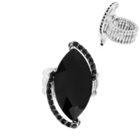 CRYSTAL MARQUISE CUT RHINESTONE TRIM STRETCH RING