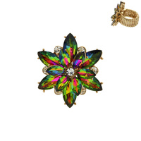 CRYSTAL FLOWER STRETCH RING