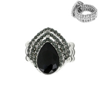 TEARDROP CRYSTAL GEM TIPPLE HALO STRETCH RING -GLAM EVENING COCKTAIL STATEMENT JEWELRY