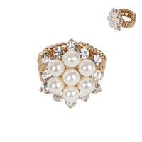 PEARL AND RHINESTONE STRETCH RING
