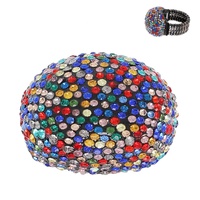 CRYSTAL RHINESTONE PAVE DOME STRETCH RING