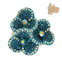 CRYSTAL RHINESTONE FLORAL BOUQUET STRETCH RING