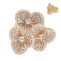 CRYSTAL RHINESTONE FLORAL BOUQUET STRETCH RING