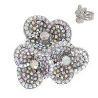 CRYSTAL RHINESTONE FLORAL BOUQUET STRETCH RING