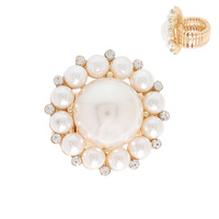 VINTAGE CRYSTAL & PEARL STATEMENT STRETCH RING