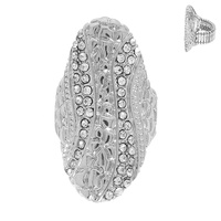 CRYSTAL RHINESTONE PAVE DOME KNUCKLE STRETCH RING