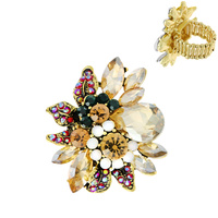 FLORAL CRYSTAL CLUSTER STRETCH RING