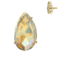 PEAR TEARDROP CRYSTAL GEMSTONE STATEMENT STRETCH RING