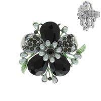LARGE GEMSTONE FLOWER WITH RHINESTONE AND PEARL STRETCH RING