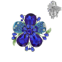 LARGE GEMSTONE FLOWER WITH RHINESTONE AND PEARL STRETCH RING