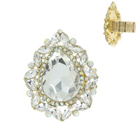 TEARDROP GEM WITH RHINESTONE STRETCH RING