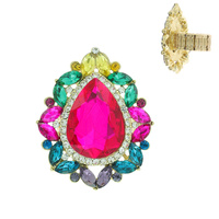 TEARDROP GEM WITH RHINESTONE STRETCH RING