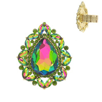 TEARDROP GEM WITH RHINESTONE STRETCH RING