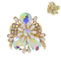 FLOWER MULTI STONE GEMSTONE STATEMENT COCKTAIL STRETCH RING