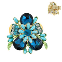 FLOWER MULTI STONE GEMSTONE STATEMENT COCKTAIL STRETCH RING