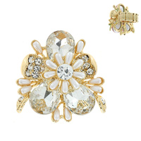 FLOWER MULTI STONE GEMSTONE STATEMENT COCKTAIL STRETCH RING